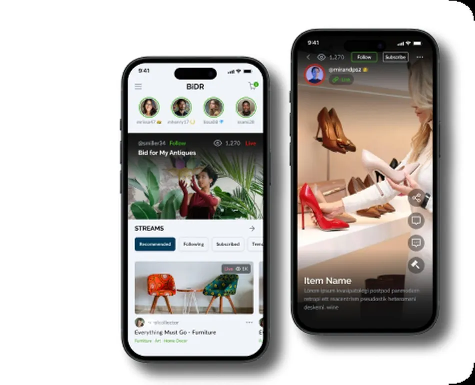 BiDR app screens