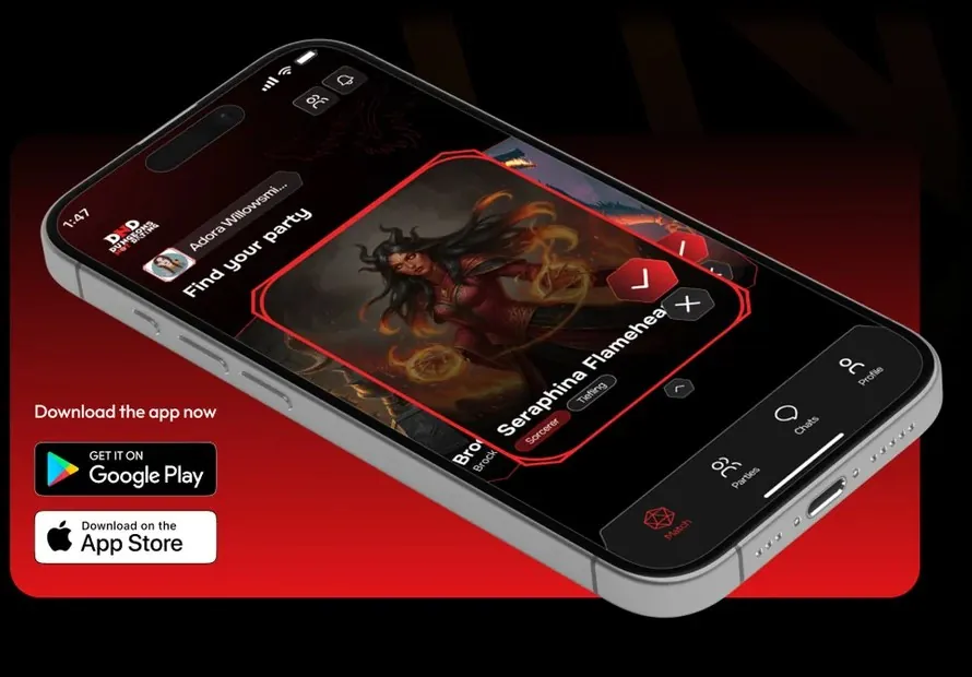 Dungeons Not Dating app screens