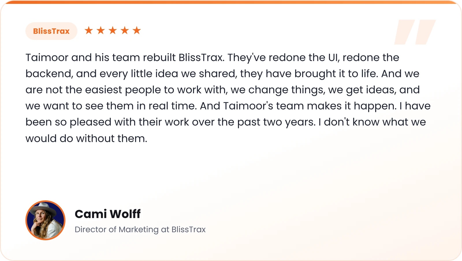 Cami Wolff – Director of Marketing at BlissTrax
