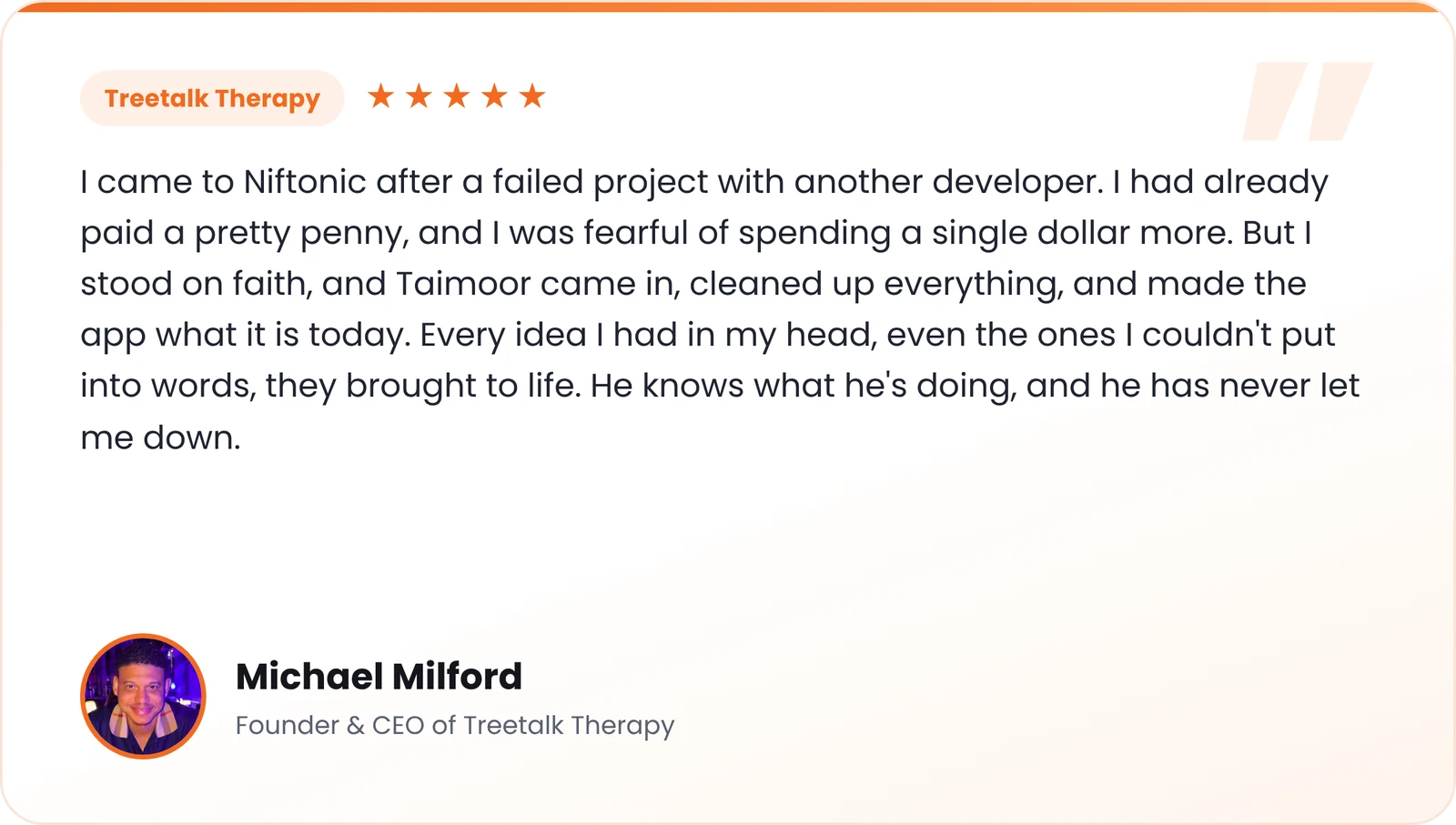 Michael Milford – Founder & CEO of Treetalk Therapy
